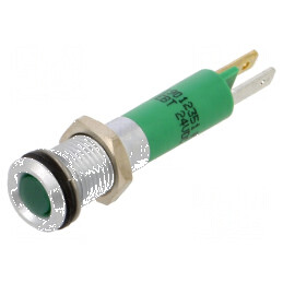 Lampă LED super plată verde 24VDC Ø8mm IP40 metal | Electronic-mag.ro | Componente Electronice