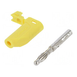 Conector banană 4mm 32A 33VAC 70VDC galben nichelat | Electronic-mag.ro | Componente Electronice