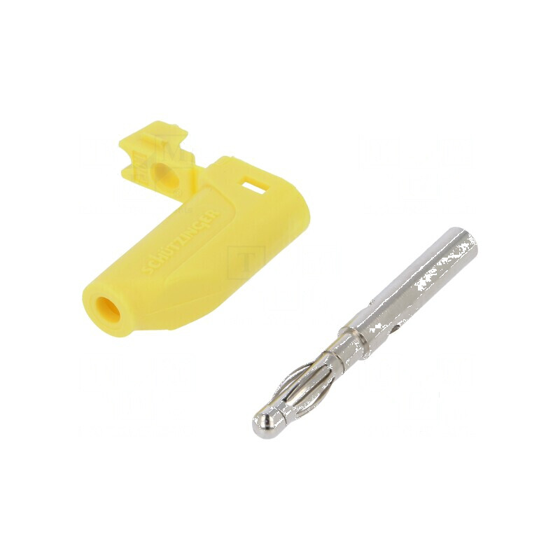 Conector banană 4mm 32A 33VAC 70VDC galben nichelat | Electronic-mag.ro | Componente Electronice