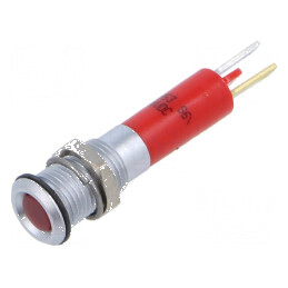 Lampă LED super plată roşie 24VDC Ø8mm IP40 metal | Electronic-mag.ro | Componente Electronice