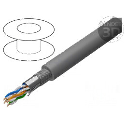 Cablu SF/UTP 4x2x24AWG 5e sârmă Cu LSZH gri 500m Ø6mm | Electronic-mag.ro | Componente Electronice
