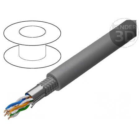 Cablu SF/UTP 4x2x24AWG 5e sârmă Cu LSZH gri 500m Ø6mm | Electronic-mag.ro | Componente Electronice