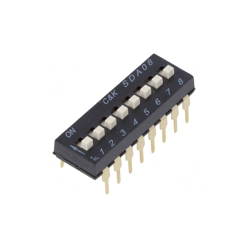 Comutator DIP-SWITCH 8 secţiuni ON-OFF 0,025A 24VDC | Electronic-mag.ro | Componente Electronice