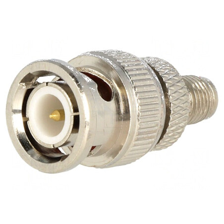 Adaptor BNC tată la SMA mamă aurit | Electronic-mag.ro | Componente Electronice