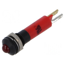 Lampă LED convexă roșie 12VDC Ø8mm IP67 ØLED 5mm | Electronic-mag.ro | Componente Electronice