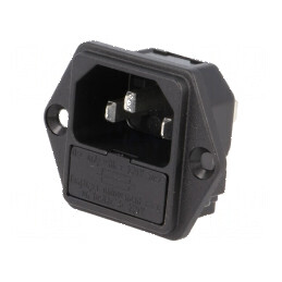 Conector alimentare AC soclu tată 10A 250VAC IEC 60320 6200 | Electronic-mag.ro | Componente Electronice