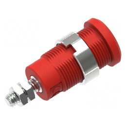 Conector banană 4mm soclu 36A 1kV roşu nichelat cu izolaţie | Electronic-mag.ro | Componente Electronice