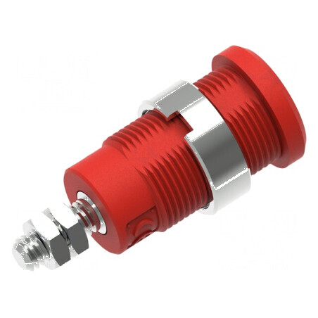 Conector banană 4mm soclu 36A 1kV roşu nichelat cu izolaţie | Electronic-mag.ro | Componente Electronice