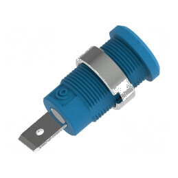 Conector banană 4mm soclu 36A 1kV albastru nichelat | Electronic-mag.ro | Componente Electronice