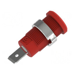 Conector banană 4mm soclu 36A 1kV roșu nichelat cu izolație | Electronic-mag.ro | Componente Electronice