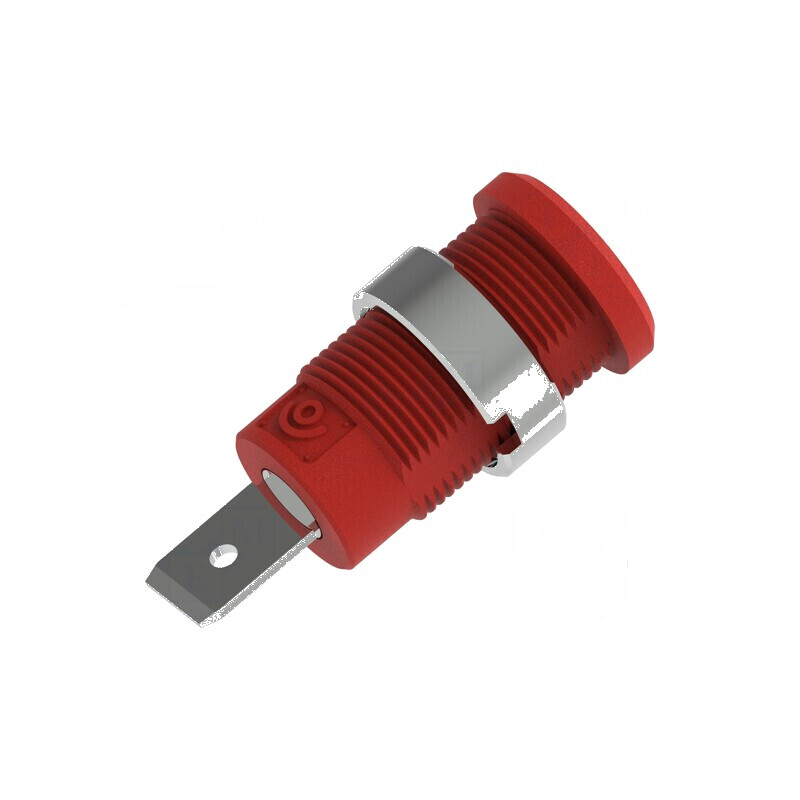 Conector banană 4mm soclu 36A 1kV roșu nichelat cu izolație | Electronic-mag.ro | Componente Electronice