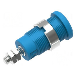 Conector banană 4mm soclu 36A 1kV albastru nichelat | Electronic-mag.ro | Componente Electronice