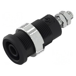 Conector banană 4mm soclu 36A 1kV negru nichelat | Electronic-mag.ro | Componente Electronice