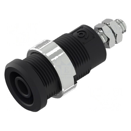 Conector banană 4mm soclu 36A 1kV negru nichelat | Electronic-mag.ro | Componente Electronice