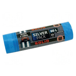 Saci de gunoi LDPE albaștri cu bandă 60l 15buc Silver Pack | Electronic-mag.ro | Componente Electronice