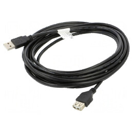 Cablu USB 2.0 A-A 5m negru cu mufe aurite | Electronic-mag.ro | Componente Electronice