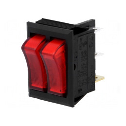 Rocker SPST x2 ON-OFF 10A/250VAC roșu | Electronic-mag.ro | Componente Electronice