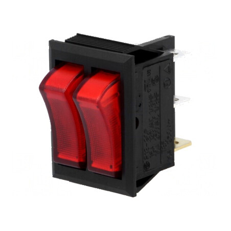 Rocker SPST x2 ON-OFF 10A/250VAC roșu | Electronic-mag.ro | Componente Electronice