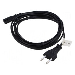 Cablu CEE 7/16 (C) mufe IEC C7 mamă PVC 3m negru | Electronic-mag.ro | Componente Electronice