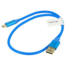 Cablu USB 2.0 A la C 0,5m albastru aurit | Electronic-mag.ro | Componente Electronice