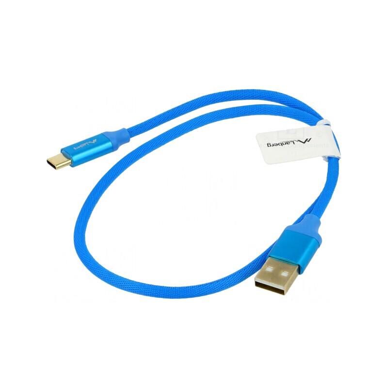 Cablu USB 2.0 A la C 0,5m albastru aurit | Electronic-mag.ro | Componente Electronice