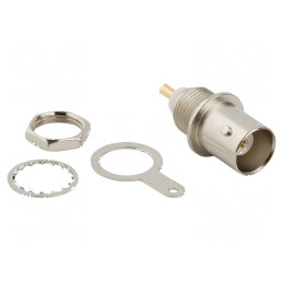 Conector BNC soclu mamă 50Ω PTFE aurit pentru lipire | Electronic-mag.ro | Componente Electronice