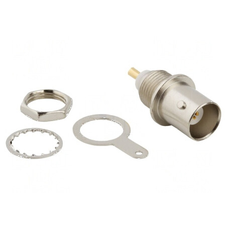 Conector BNC soclu mamă 50Ω PTFE aurit pentru lipire | Electronic-mag.ro | Componente Electronice