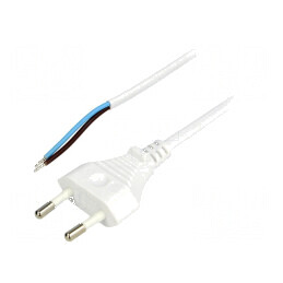 Cablu CEE 7/16 2x0,75mm² PVC 2,5m alb 2,5A | Electronic-mag.ro | Componente Electronice