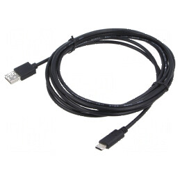 Cablu USB 2.0 A la C, 3m, negru, aurit | Electronic-mag.ro | Componente Electronice