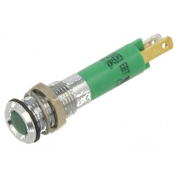 Lampă LED super plată verde 12VDC Ø8mm IP40 8mcd | Electronic-mag.ro | Componente Electronice