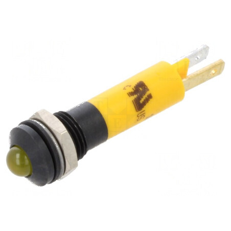 Lampă LED convex galbenă 24VDC Ø8mm IP67 5mm | Electronic-mag.ro | Componente Electronice
