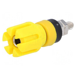Conector banana 4mm soclu 30A 60VDC galben nichelat 48mm | Electronic-mag.ro | Componente Electronice