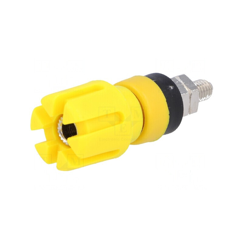 Conector banana 4mm soclu 30A 60VDC galben nichelat 48mm | Electronic-mag.ro | Componente Electronice