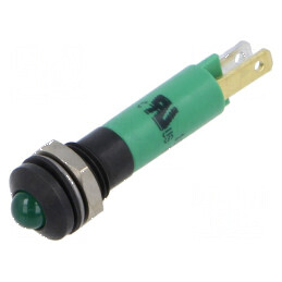 Lampă LED convexă verde 24VDC Ø8mm IP67 ØLED 5mm | Electronic-mag.ro | Componente Electronice