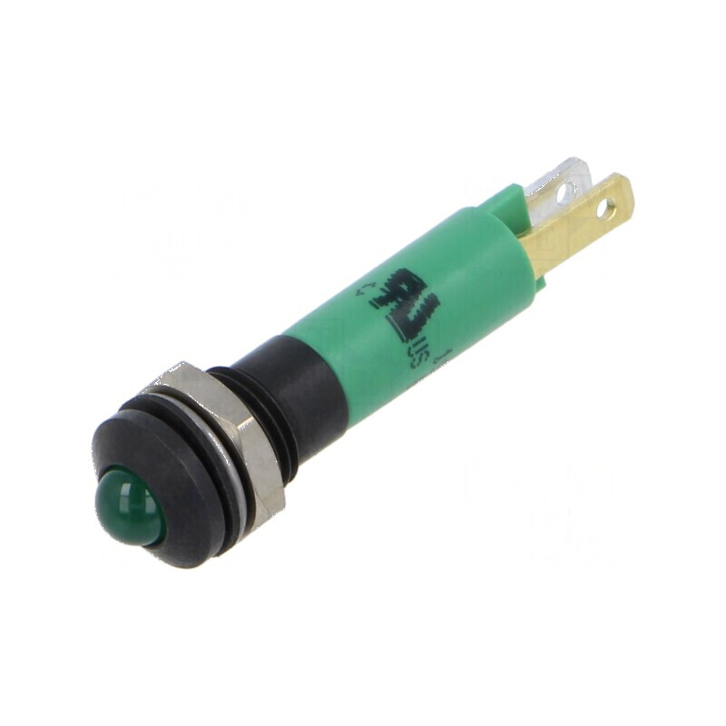 Lampă LED convexă verde 24VDC Ø8mm IP67 ØLED 5mm | Electronic-mag.ro | Componente Electronice