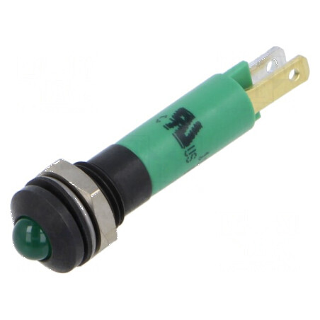 Lampă LED convexă verde 24VDC Ø8mm IP67 ØLED 5mm | Electronic-mag.ro | Componente Electronice