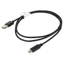 Cablu USB 2.0 A la C aurit 1m negru Fire: Cu | Electronic-mag.ro | Componente Electronice