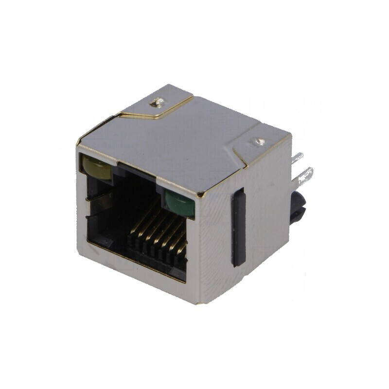 Conector RJ45 Cat 5 ecranat cu diodă LED THT drept | Electronic-mag.ro | Componente Electronice Conector RJ45 Cat 5 ecranat cu diodă LED THT drept | Electronic-mag.ro | Componente Electronice
