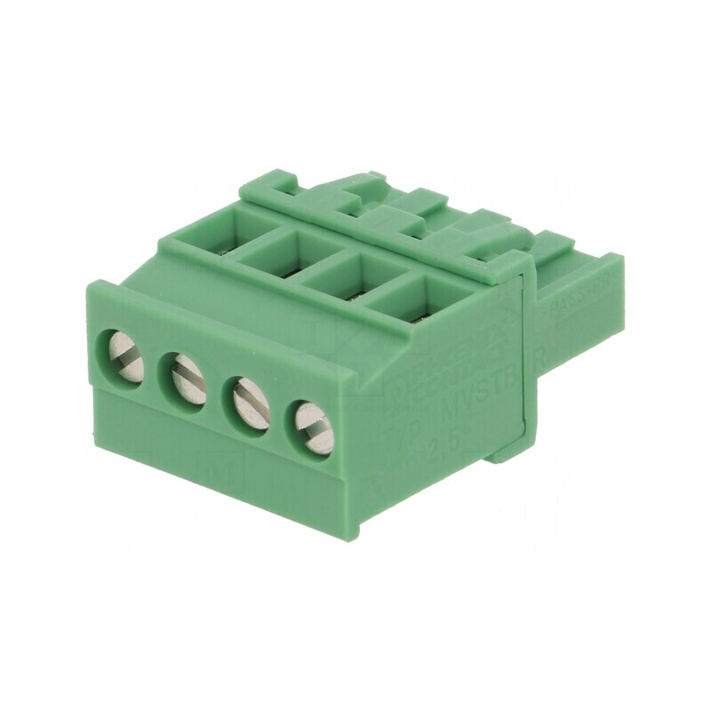 Regletă de conexiuni deconectabilă 5mm, 4 piste, unghi 90° | Electronic-mag.ro | Componente Electronice