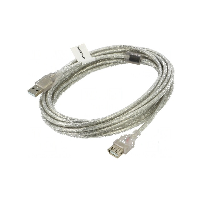 Cablu USB 2.0 A-A 5m transparent cu mufe aurite | Electronic-mag.ro | Componente Electronice