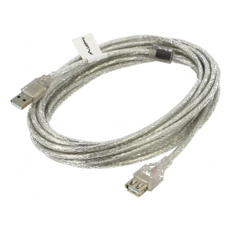Cablu USB 2.0 A-A 5m transparent cu mufe aurite | Electronic-mag.ro | Componente Electronice