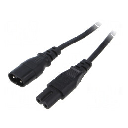 Cablu IEC C7 mamă - IEC C8 tată PVC 1m negru 2,5A 2x0,75mm² | Electronic-mag.ro | Componente Electronice