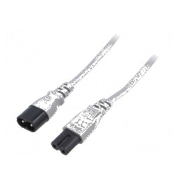 Cablu IEC C7 mamă - IEC C8 tată 1m gri 2,5A 250V | Electronic-mag.ro | Componente Electronice