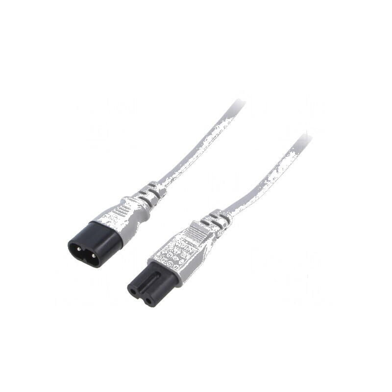 Cablu IEC C7 mamă - IEC C8 tată 1m gri 2,5A 250V | Electronic-mag.ro | Componente Electronice Cablu IEC C7 mamă - IEC C8 tată 1m gri 2,5A 250V | Electronic-mag.ro | Componente Electronice