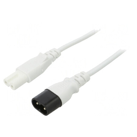 Cablu IEC C7 mamă - IEC C8 tată 1m alb 2,5A 250V | Electronic-mag.ro | Componente Electronice