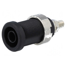 Conector banană 4mm soclu 36A 1kV negru nichelat | Electronic-mag.ro | Componente Electronice