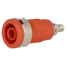 Conector banană 4mm soclu 36A 1kV roşie nichelat | Electronic-mag.ro | Componente Electronice