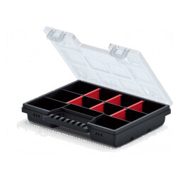 Container cu partiții neagră 195x155x35mm NOR 20 | Electronic-mag.ro | Componente Electronice