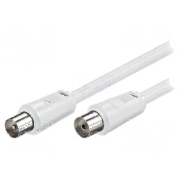 Cablu coaxial 2,5m 9,5mm alb 75Ω cu priză și mufă | Electronic-mag.ro | Componente Electronice
