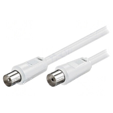 Cablu coaxial 2,5m 9,5mm alb 75Ω cu priză și mufă | Electronic-mag.ro | Componente Electronice